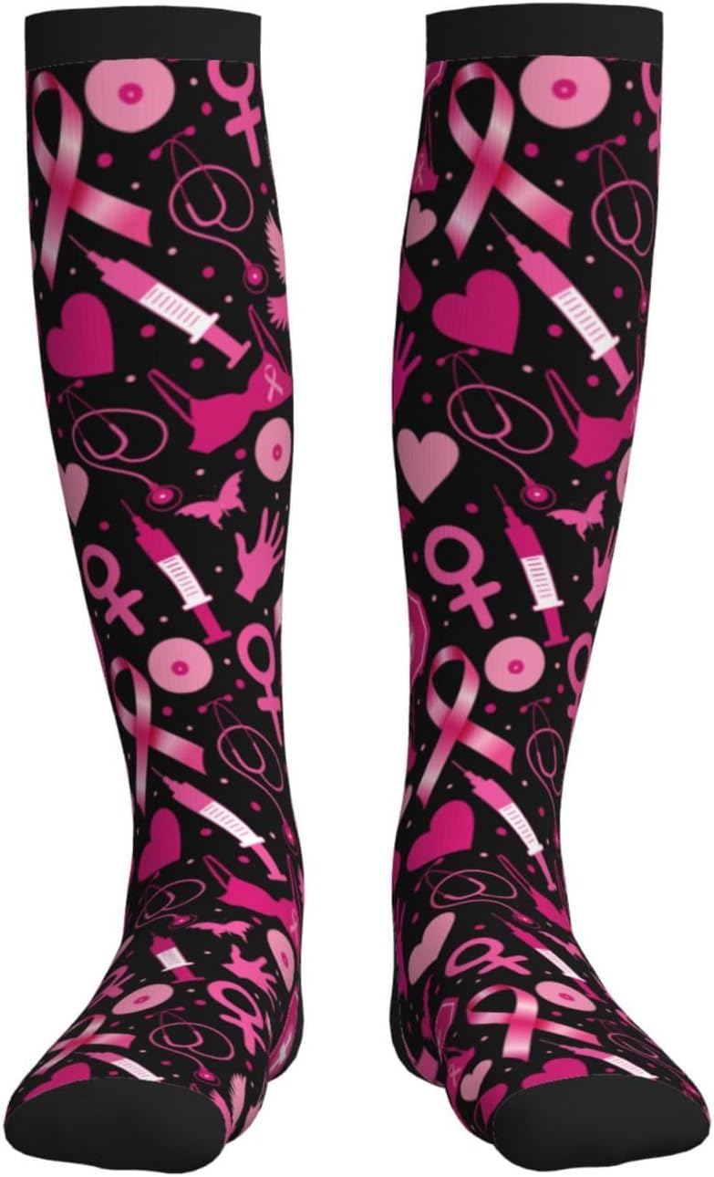 Figtihw Tie Dye Compression Socks Knee High Support Socks For Women Men Running Athletic Hiking - Image 3